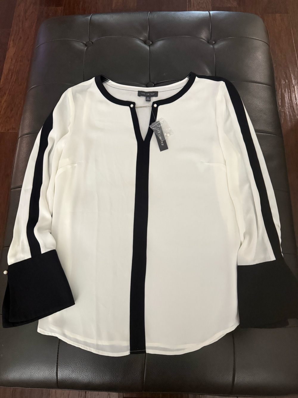 The Limited White Blouse with Black Trim